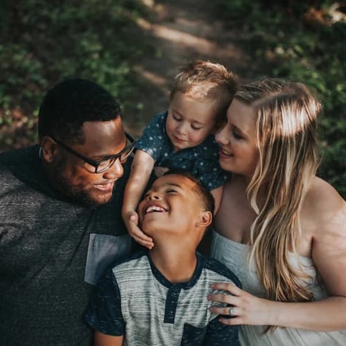 Happy family enjoying a clean home